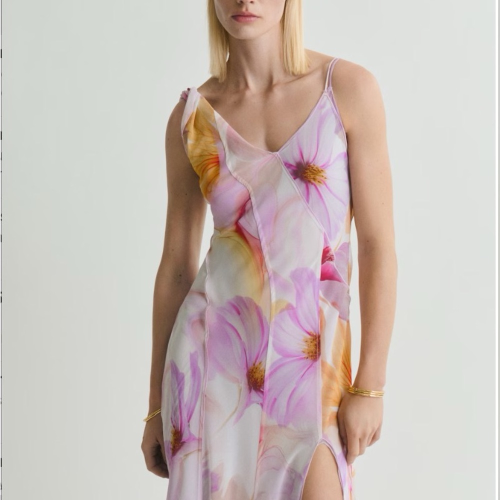 NWT Mango Pink and Orange Floral Slip Dress